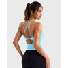 image:imageYEOREO LuxFlow Womens Twist Back Workout Tank Top Strappy Padded Impact Halter Yoga Athletic Bra U Neck Pilates CamisoleLight Blue
