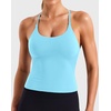 image:imageYEOREO LuxFlow Womens Twist Back Workout Tank Top Strappy Padded Impact Halter Yoga Athletic Bra U Neck Pilates CamisoleLight Blue