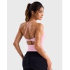 image:imageYEOREO LuxFlow Womens Twist Back Workout Tank Top Strappy Padded Impact Halter Yoga Athletic Bra U Neck Pilates CamisolePink