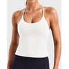image:imageYEOREO LuxFlow Womens Twist Back Workout Tank Top Strappy Padded Impact Halter Yoga Athletic Bra U Neck Pilates CamisoleWhite