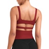 image:imageYEOREO CoreFlex Workout Tank Tops Women Open Back Built in Bra Longline Yoga Crop Top Gym Backless Padded CamisoleMaroon