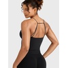 image:imageYEOREO LuxFlow Womens Workout Tank Top with Bra Pads Twist Front Straps Summer Seamless Camisole Shirts Longline Sports BrasBlack