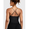 image:imageYEOREO LuxFlow Womens Workout Tank Top with Bra Pads Twist Front Straps Summer Seamless Camisole Shirts Longline Sports BrasBlack
