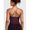 image:imageYEOREO LuxFlow Womens Workout Tank Top with Bra Pads Twist Front Straps Summer Seamless Camisole Shirts Longline Sports BrasBlack Cherry