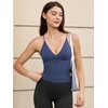 image:imageYEOREO LuxFlow Womens Workout Tank Top with Bra Pads Twist Front Straps Summer Seamless Camisole Shirts Longline Sports BrasBlue Gray