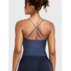 image:imageYEOREO LuxFlow Womens Workout Tank Top with Bra Pads Twist Front Straps Summer Seamless Camisole Shirts Longline Sports BrasBlue Gray