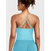 image:imageYEOREO LuxFlow Womens Workout Tank Top with Bra Pads Twist Front Straps Summer Seamless Camisole Shirts Longline Sports BrasLight Blue