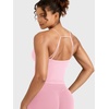 image:imageYEOREO LuxFlow Womens Workout Tank Top with Bra Pads Twist Front Straps Summer Seamless Camisole Shirts Longline Sports BrasPink
