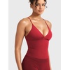 image:imageYEOREO LuxFlow Womens Workout Tank Top with Bra Pads Twist Front Straps Summer Seamless Camisole Shirts Longline Sports BrasRed