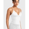 image:imageYEOREO LuxFlow Womens Workout Tank Top with Bra Pads Twist Front Straps Summer Seamless Camisole Shirts Longline Sports BrasWhite