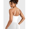 image:imageYEOREO LuxFlow Womens Workout Tank Top with Bra Pads Twist Front Straps Summer Seamless Camisole Shirts Longline Sports BrasWhite
