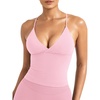 image:imageYEOREO LuxFlow Womens Workout Tank Top with Bra Pads Twist Front Straps Summer Seamless Camisole Shirts Longline Sports BrasPink