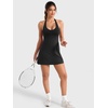 image:imageYEOREO CoreFlex Women Halter Neck Tennis Dress Backless Built in Shorts Golf Athletic Dresses with Pockets Workout Mini DressBlack