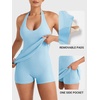 image:imageYEOREO CoreFlex Women Halter Neck Tennis Dress Backless Built in Shorts Golf Athletic Dresses with Pockets Workout Mini DressPale Sky Blue
