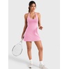 image:imageYEOREO CoreFlex Women Halter Neck Tennis Dress Backless Built in Shorts Golf Athletic Dresses with Pockets Workout Mini DressPink