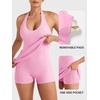 image:imageYEOREO CoreFlex Women Halter Neck Tennis Dress Backless Built in Shorts Golf Athletic Dresses with Pockets Workout Mini DressPink