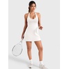 image:imageYEOREO CoreFlex Women Halter Neck Tennis Dress Backless Built in Shorts Golf Athletic Dresses with Pockets Workout Mini DressWhite