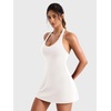 image:imageYEOREO CoreFlex Women Halter Neck Tennis Dress Backless Built in Shorts Golf Athletic Dresses with Pockets Workout Mini DressWhite