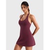 image:imageYEOREO CoreFlex Women Halter Neck Tennis Dress Backless Built in Shorts Golf Athletic Dresses with Pockets Workout Mini DressWine Red