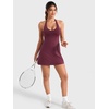 image:imageYEOREO CoreFlex Women Halter Neck Tennis Dress Backless Built in Shorts Golf Athletic Dresses with Pockets Workout Mini DressWine Red