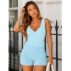 image:imageYEOREO CoreFlex Womens Low Rise Biker Shorts with Pocket 36 No Front Seam Workout Gym Running ShortsSky Blue