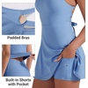 image:imageYEOREO CoreFlex Womens Tennis Dress Built in Shorts Pocket Padded Bras Workout Skirts Backless Tie Golf DressBlue Gray