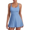 image:imageYEOREO CoreFlex Womens Tennis Dress Built in Shorts Pocket Padded Bras Workout Skirts Backless Tie Golf DressBlue Gray