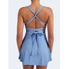 image:imageYEOREO CoreFlex Womens Tennis Dress Built in Shorts Pocket Padded Bras Workout Skirts Backless Tie Golf DressBlue Gray