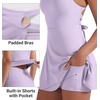image:imageYEOREO CoreFlex Womens Tennis Dress Built in Shorts Pocket Padded Bras Workout Skirts Backless Tie Golf DressLight Purple