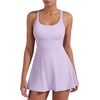 image:imageYEOREO CoreFlex Womens Tennis Dress Built in Shorts Pocket Padded Bras Workout Skirts Backless Tie Golf DressLight Purple
