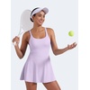 image:imageYEOREO CoreFlex Womens Tennis Dress Built in Shorts Pocket Padded Bras Workout Skirts Backless Tie Golf DressLight Purple