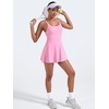 image:imageYEOREO CoreFlex Womens Tennis Dress Built in Shorts Pocket Padded Bras Workout Skirts Backless Tie Golf DressPink
