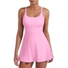 image:imageYEOREO CoreFlex Womens Tennis Dress Built in Shorts Pocket Padded Bras Workout Skirts Backless Tie Golf DressPink