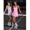 image:imageYEOREO CoreFlex Womens Tennis Dress Built in Shorts Pocket Padded Bras Workout Skirts Backless Tie Golf DressPink