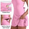 image:imageYEOREO CoreFlex Womens Tennis Dress Built in Shorts Pocket Padded Bras Workout Skirts Backless Tie Golf DressPink