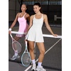 image:imageYEOREO CoreFlex Womens Tennis Dress Built in Shorts Pocket Padded Bras Workout Skirts Backless Tie Golf DressWhite