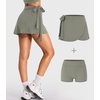 image:imageYEOREO Ease Womens Ballet Wrap Skirt Tie Active Mini Skort with Shorts Tennis Athletic Skirts for Yoga Pilates WorkoutGray Green