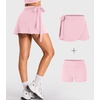 image:imageYEOREO Ease Womens Ballet Wrap Skirt Tie Active Mini Skort with Shorts Tennis Athletic Skirts for Yoga Pilates WorkoutLight Pink