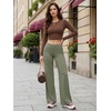 image:imageYEOREO Ease Womens Low Rise Straight Leggings Bottoms Workout No Front Seam 31533 Wide Leg Gym Yoga PantsArmy Green