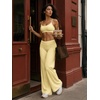 image:imageYEOREO Ease Womens Low Rise Straight Leggings Bottoms Workout No Front Seam 31533 Wide Leg Gym Yoga PantsMilk Yellow