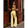 image:imageYEOREO Ease Womens Low Rise Straight Leggings Bottoms Workout No Front Seam 31533 Wide Leg Gym Yoga PantsMilk Yellow