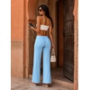 image:imageYEOREO Ease Womens Low Rise Straight Leggings Bottoms Workout No Front Seam 31533 Wide Leg Gym Yoga PantsSky Blue