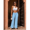 image:imageYEOREO Ease Womens Low Rise Straight Leggings Bottoms Workout No Front Seam 31533 Wide Leg Gym Yoga PantsSky Blue