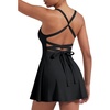 image:imageYEOREO CoreFlex Womens Tennis Dress Built in Shorts Pocket Padded Bras Workout Skirts Backless Tie Golf DressBlack