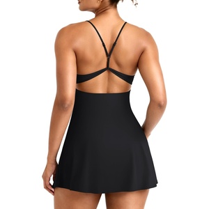 image:imageYEOREO CoreFlex Women Tennis Dress Built in Shorts and Bra with Pockets Workout Gym Golf OutfitsBlack