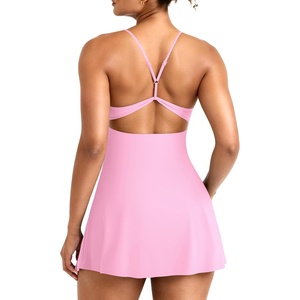 image:imageYEOREO CoreFlex Women Tennis Dress Built in Shorts and Bra with Pockets Workout Gym Golf OutfitsPink