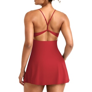 image:imageYEOREO CoreFlex Women Tennis Dress Built in Shorts and Bra with Pockets Workout Gym Golf OutfitsRed