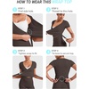 image:imageYEOREO Ease Women Pilates Wrap Top Short Sleeve Tie Ballet Shirt Y2k Deep V Neck Yoga Workout TopsDark Brown