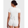 image:imageYEOREO Ease Women Pilates Wrap Top Short Sleeve Tie Ballet Shirt Y2k Deep V Neck Yoga Workout TopsWhite