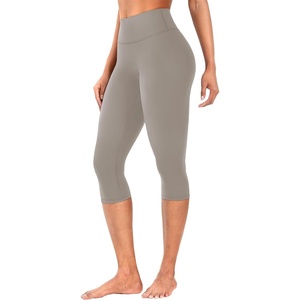 image:imageYEOREO Ease Womens Workout Capri Leggings 17 No Front Seam High Waisted Hidden Scrunch Gym Yoga PantsCharcoal Brown